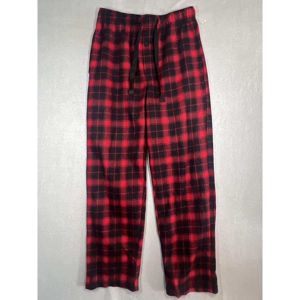 George Men's Size‎ M 32-34 Red Black Plaid Flannel Fleece Sleep Pajama Pants